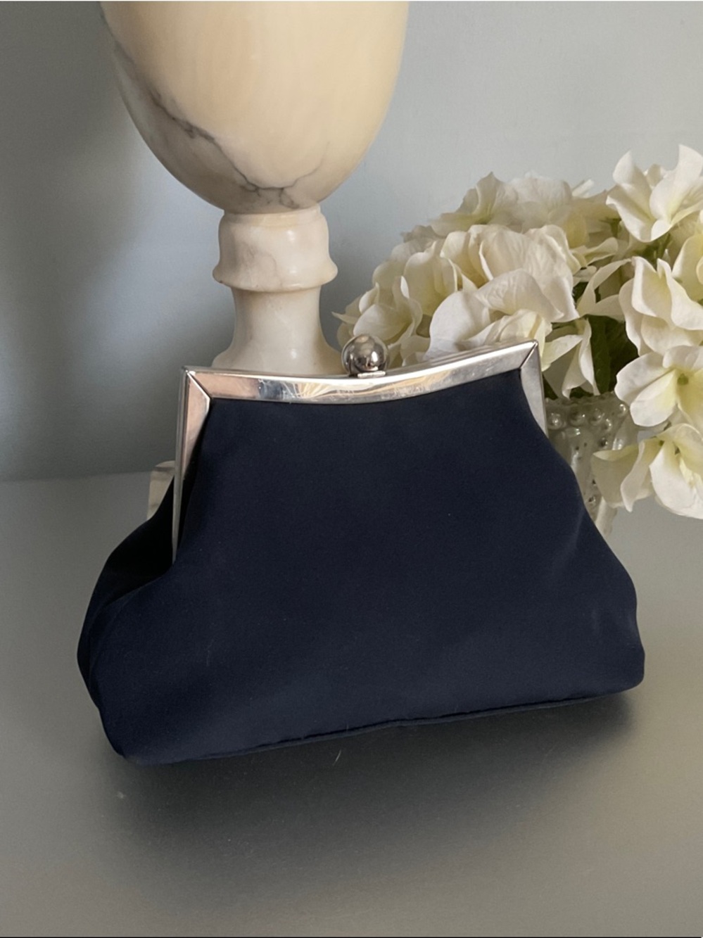 Classic Black Frame Clutch Bag - Silver Trim